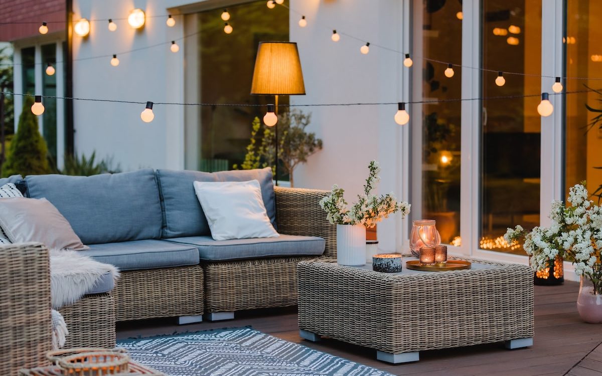 patio with string lights