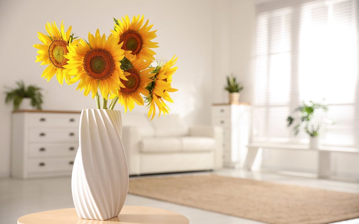 bright room with sunflowers