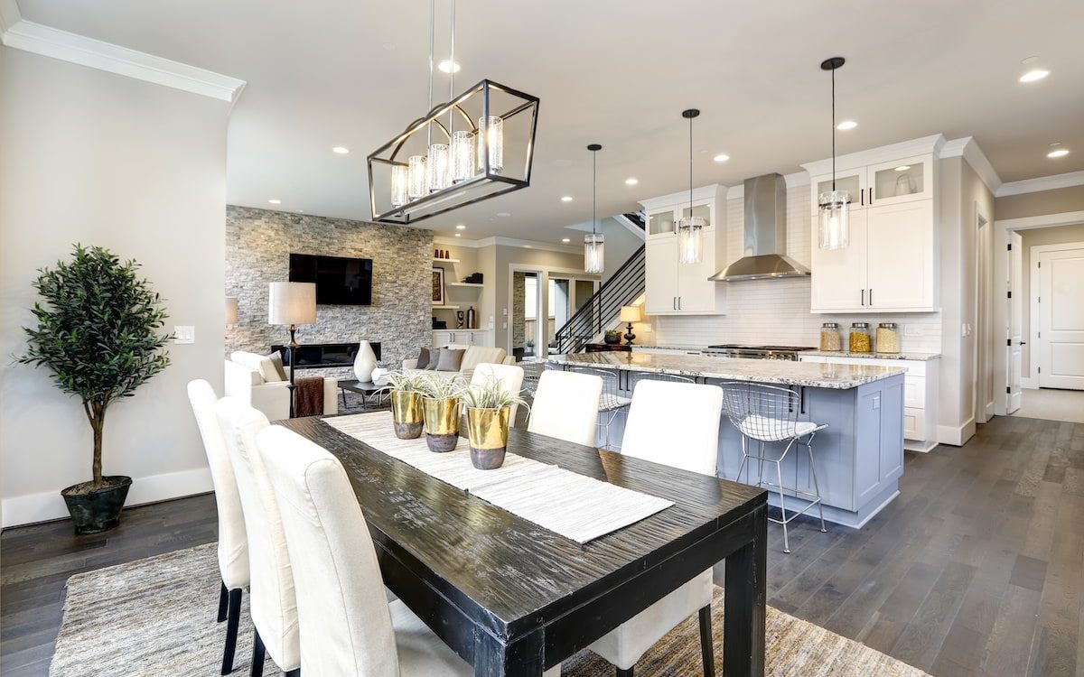 kitchen table and island
