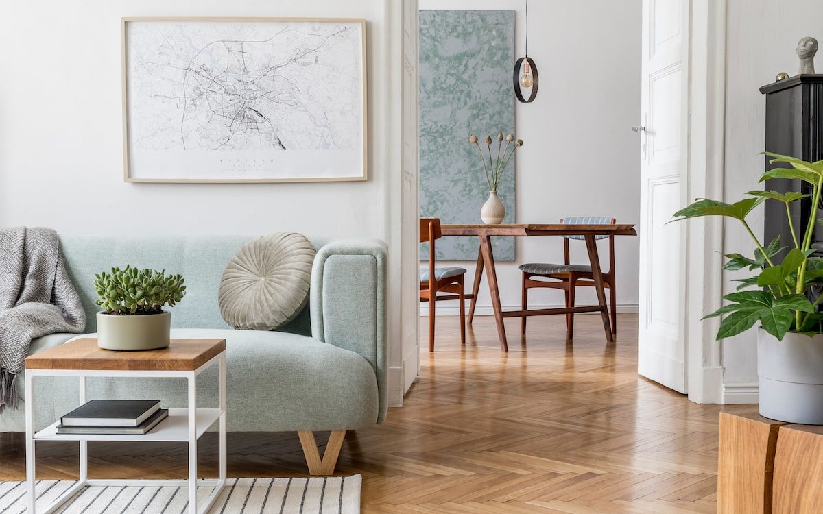 living room and dining area