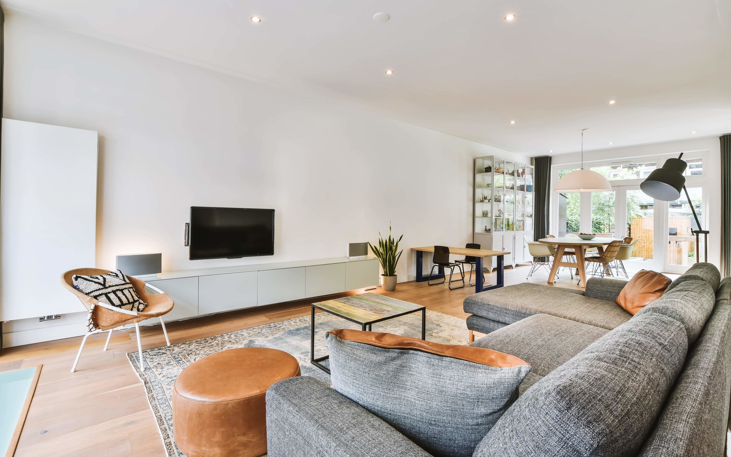 living room and dining area 