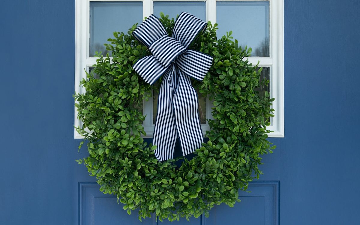 wreath on front door
