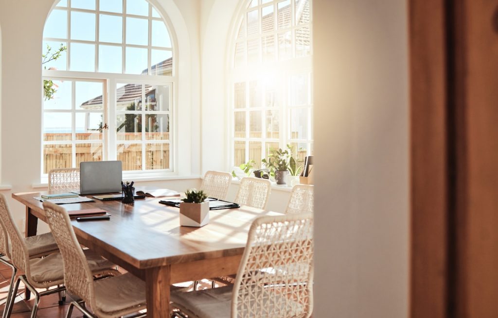 Dining room doubling as a home office
